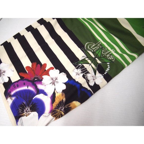 Desigual Womens Dress M Chula Knit Bodycon Striped Green Floral Sleeveless - Picture 5 of 6